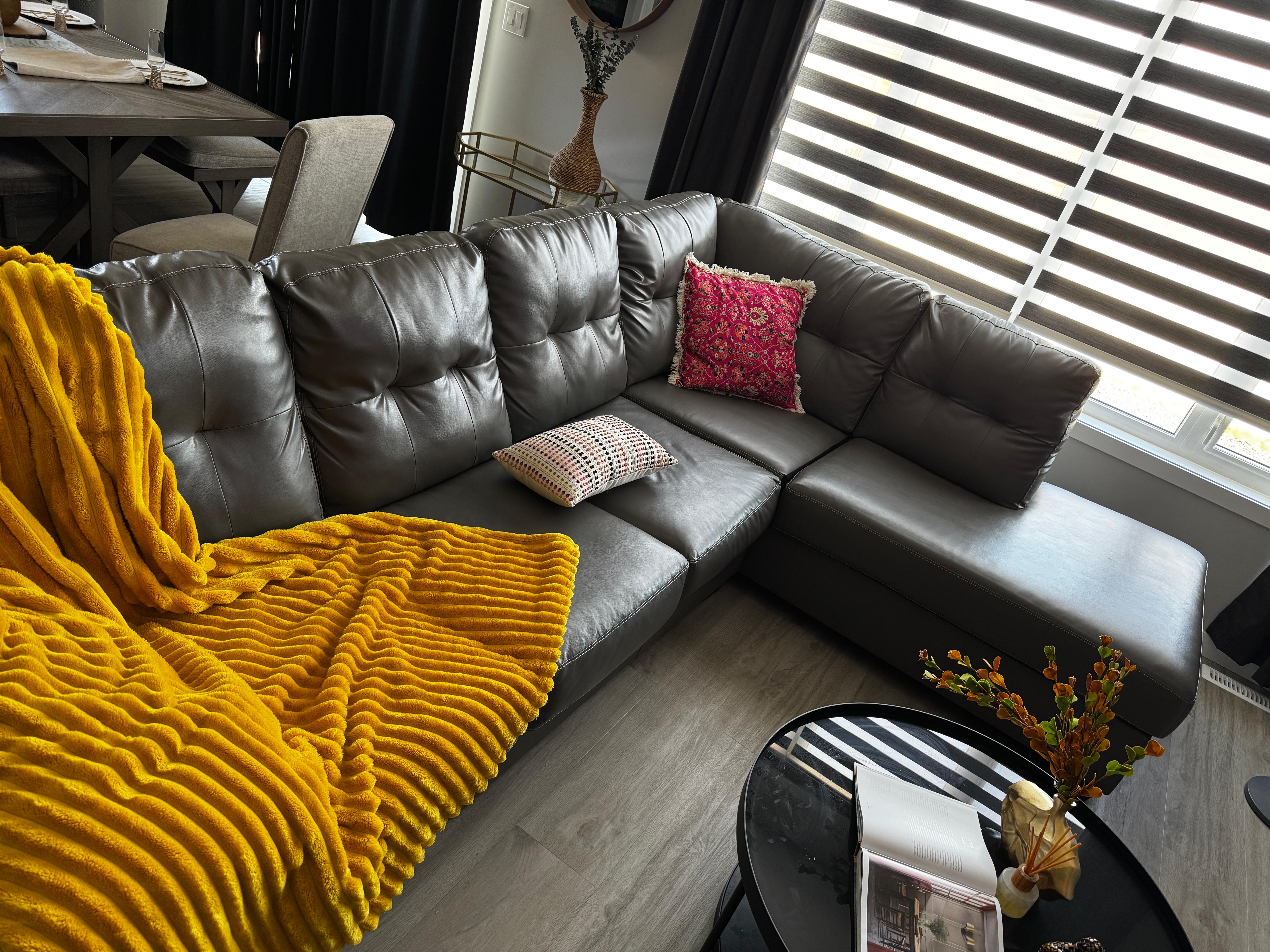 Ashley HomeStore Grey Sectional Sofa with Chaise for Sale, Defect on One Section
