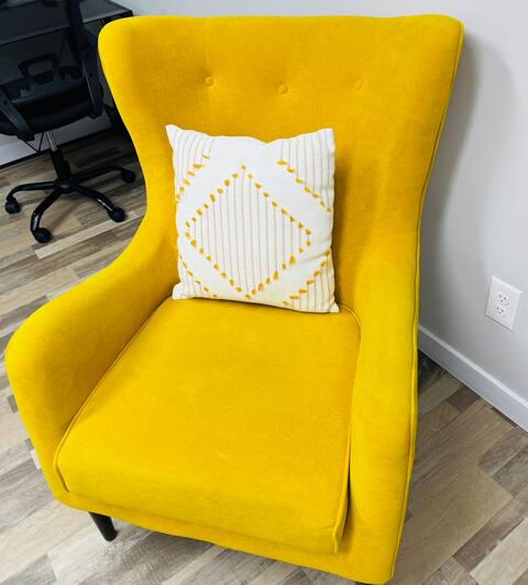 Bright Yellow Upholstered Accent Chair